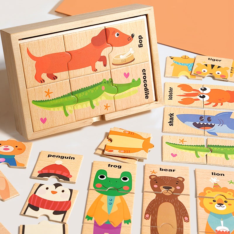 Wooden Children Early Education Animal Puzzle Shape Matching Game Cartoon Puzzle Parent-Child Interactive Educational Toys - Image 2